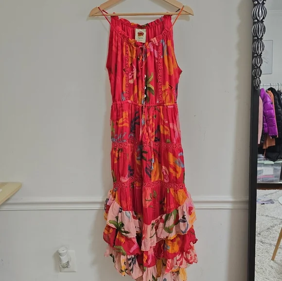 Farm Rio mixed fruits asymmetrical ruffled midi dress nwt - Picture 10 of 15